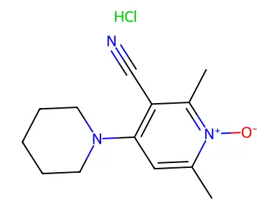 3-Pyridinecarbonitrile, 2,6-dimethyl-4-(1-piperidinyl)-, 1-oxide, monohydrochloride structure