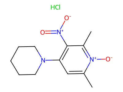 Pyridine, 2,6-dimethyl-3-nitro-4-(1-piperidinyl)-, 1-oxide, monohydrochloride structure
