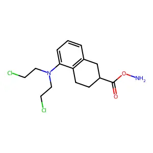 2-Amino-5-(bis(2-chloroethyl)amino)-1,2,3,4-tetrahydro-2-naphthoic acid structure