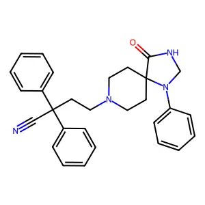 Butyronitrile, 2,2-diphenyl-4-(4-oxo-1-phenyl-1,3,8-triazaspiro(4.5)dec-8-yl)- structure