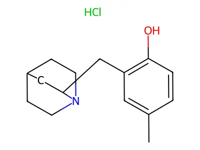Phenol, 2-(1-azabicyclo(2.2.2)oct-2-ylmethyl)-4-methyl-, hydrochloride structure
