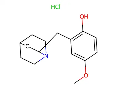 Phenol, 2-(1-azabicyclo(2.2.2)oct-2-ylmethyl)-4-methoxy-, hydrochloride structure