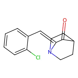 (2E)-2-[(2-chlorophenyl)methylidene]-1-azabicyclo[2.2.2]octan-3-one structure