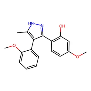 5-methoxy-2-[4-(2-methoxyphenyl)-5-methyl-1H-pyrazol-3-yl]phenol structure