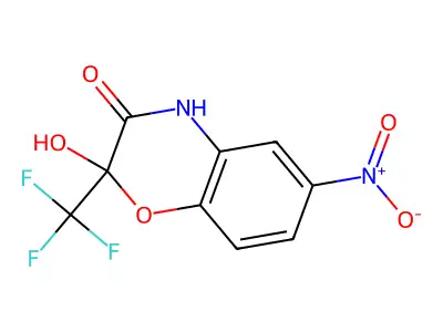 2-hydroxy-6-nitro-2-(trifluoromethyl)-4H-1,4-benzoxazin-3-one structure