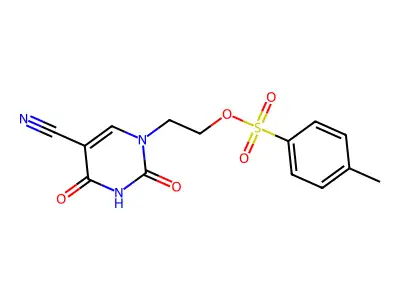 2-[5-cyano-2,4-dioxo-3,4-dihydro-1(2H)-pyrimidinyl]ethyl 4-methylbenzenesulfonate structure