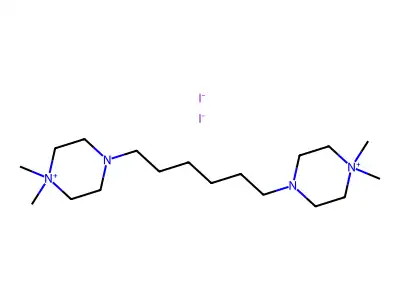 4,4'-(Hexane-1,6-diyl)bis(1,1-dimethylpiperazin-1-ium) diiodide structure