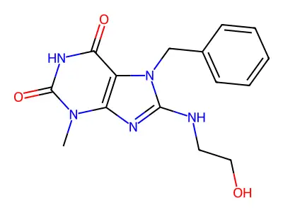 7-Benzyl-8-(2-hydroxyethylamino)-3-methylpurine-2,6-dione structure