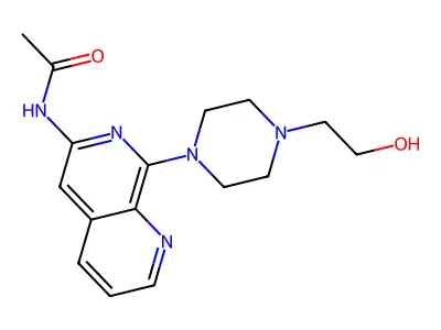 Acetamide, N-(8-(4-(2-hydroxyethyl)-1-piperazinyl)-1,7-naphthyridin-6-yl)- structure