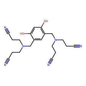 3,3',3'',3'''-[(4,6-Dihydroxy-1,3-phenylene)bis(methylenenitrilo)]tetrapropanenitrile structure