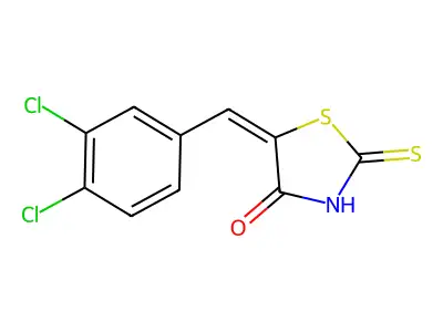(5E)-5-(3,4-dichlorobenzylidene)-2-mercapto-1,3-thiazol-4(5H)-one structure