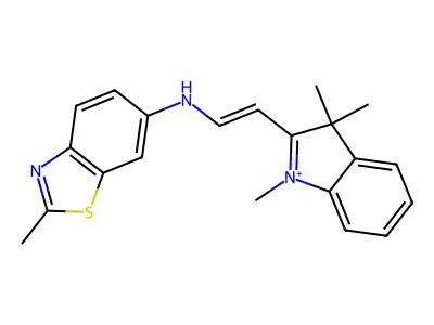 2-methyl-N-[2-(1,3,3-trimethylindol-1-ium-2-yl)ethenyl]-1,3-benzothiazol-6-amine structure