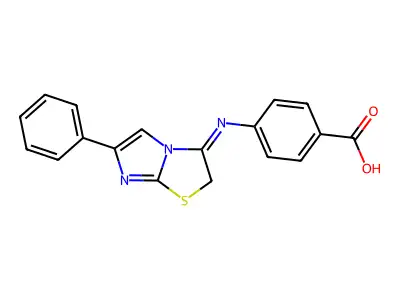 4-((6-Phenylimidazo(2,1-b)thiazol-3(2H)-ylidene)amino)benzoic acid structure