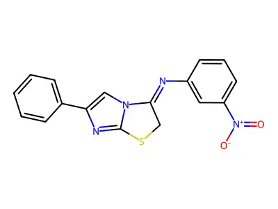 2(or 3)-Nitro-N-(6-phenylimidazo(2,1-b)thiazol-3(2H)-ylidene)benzenamine structure