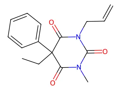 2,4,6(1H,3H,5H)-Pyrimidinetrione, 5-ethyl-1-methyl-5-phenyl-3-(2-propenyl)- structure