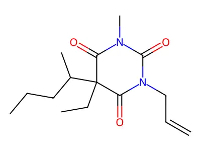 5-Ethyl-1-methyl-5-(pentan-2-yl)-3-(prop-2-en-1-yl)-1,3-diazinane-2,4,6-trione structure