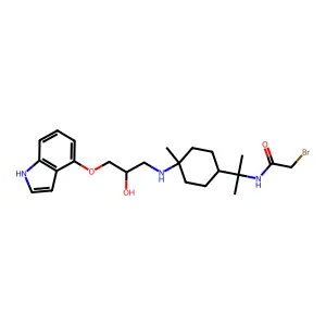 N(8)-溴乙酰基-N(1)-3'-(4-吲哚氧基)-2'-羟基丙基-1,8-二氨基-4-薄荷烷 structure
