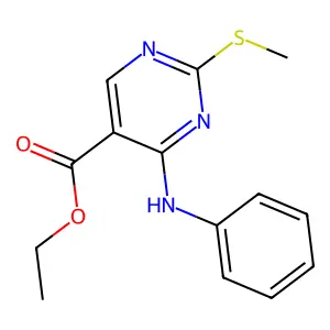 Ethyl 2-(methylthio)-4-(phenylamino)pyrimidine-5-carboxylate structure