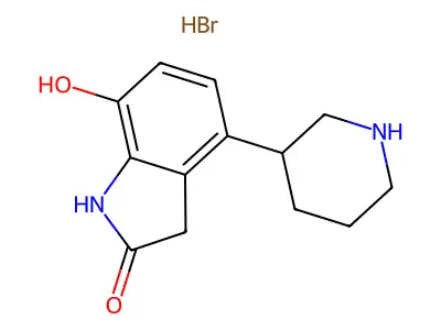 2H-Indol-2-one, 1,3-dihydro-7-hydroxy-4-(3-piperidinyl)-, monohydrobromide structure