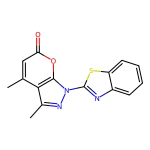 Pyrano(2,3-c)pyrazol-6(1H)-one, 1-(2-benzothiazolyl)-3,4-dimethyl- structure