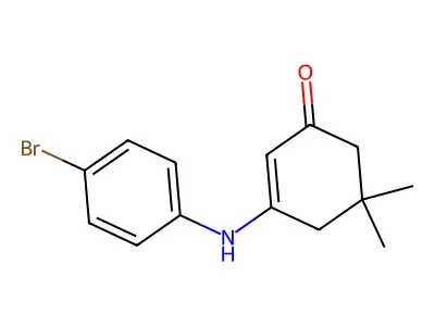 3-[(4-bromophenyl)amino]-5,5-dimethylcyclohex-2-en-1-one structure