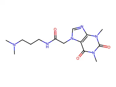 N-[3-(dimethylamino)propyl]-2-(1,3-dimethyl-2,6-dioxopurin-7-yl)acetamide structure