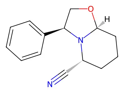 (-)-2-Cyano-6-phenyloxazolopiperidine structure