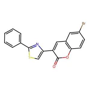 6-bromo-3-(2-phenyl-1,3-thiazol-4-yl)-2H-chromen-2-one structure