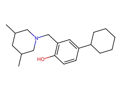 o-Cresol, 4-cyclohexyl-alpha-(3,5-dimethylpiperidino)- structure