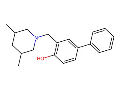 4-Biphenylol, 3-((3,5-dimethylpiperidino)methyl)- structure