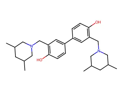 4,4'-Biphenyldiol, 3,3'-bis((3,5-dimethylpiperidino)methyl)- structure