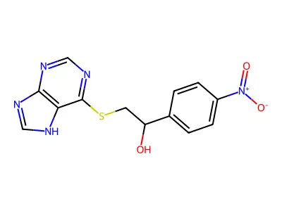 Benzenemethanol, 4-nitro-alpha-((1H-purin-6-ylthio)methyl)- structure