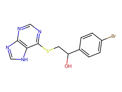 Benzenemethanol, 4-bromo-alpha-((1H-purin-6-ylthio)methyl)- structure
