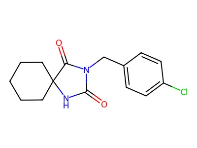 1,3-Diazaspiro[4.5]decane-2,4-dione, 3-[(4-chlorophenyl)methyl]- structure