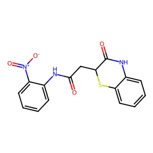 N-(2-nitrophenyl)-2-(3-oxo-3,4-dihydro-2H-1,4-benzothiazin-2-yl)acetamide structure