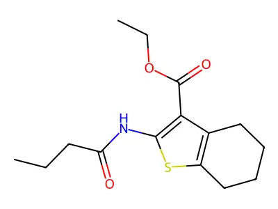 Ethyl 2-(butanoylamino)-4,5,6,7-tetrahydro-1-benzothiophene-3-carboxylate structure