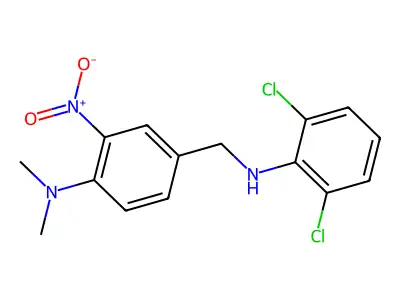Benzenemethanamine, N-(2,6-dichlorophenyl)-4-(dimethylamino)-3-nitro- structure