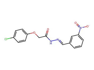 2-(4-chlorophenoxy)-N-[(3-nitrophenyl)methylideneamino]acetamide structure