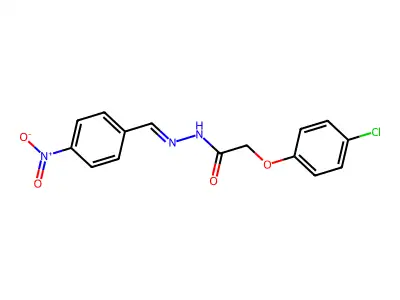2-(4-chlorophenoxy)-N-[(4-nitrophenyl)methylideneamino]acetamide structure