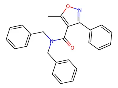 N,N-dibenzyl-5-methyl-3-phenyl-1,2-oxazole-4-carboxamide structure