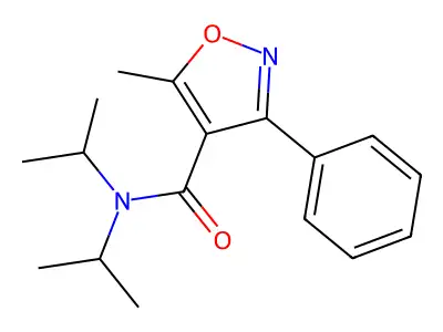 5-methyl-3-phenyl-N,N-di(propan-2-yl)-1,2-oxazole-4-carboxamide structure