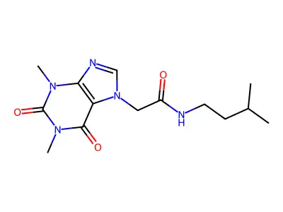 2-(1,3-dimethyl-2,6-dioxo-1,2,3,6-tetrahydro-7H-purin-7-yl)-N-isopentylacetamide structure