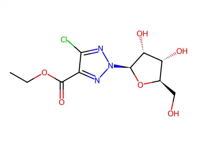 2H-1,2,3-Triazole-4-carboxylic acid, 5-chloro-2-(beta-D-ribofuranosyl)-, ethyl ester structure