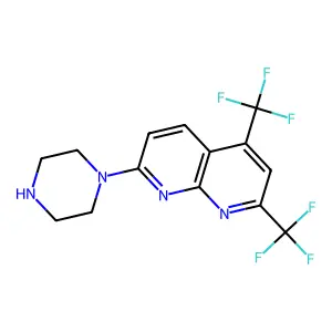 7-Piperazino-2,4-bis(trifluoromethyl)[1,8]naphthyridine structure