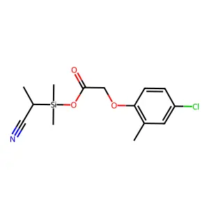 4-Chloro-2-methylphenoxyacetic acid, dimethyl(1-cyanoethyl)silyl ester structure