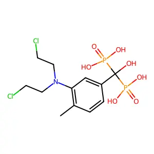 ((3-(Bis(2-chloroethyl)amino)-4-methylphenyl)hydroxymethane)bisphosphonic acid structure