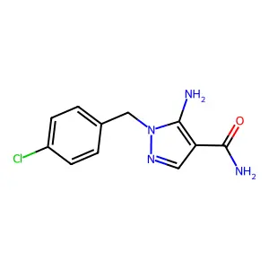 5-Amino-1-(4-chloro-benzyl)-1H-pyrazole-4-carboxylic acid amide structure