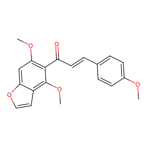 (E)-1-(4,6-dimethoxy-1-benzofuran-5-yl)-3-(4-methoxyphenyl)prop-2-en-1-one structure