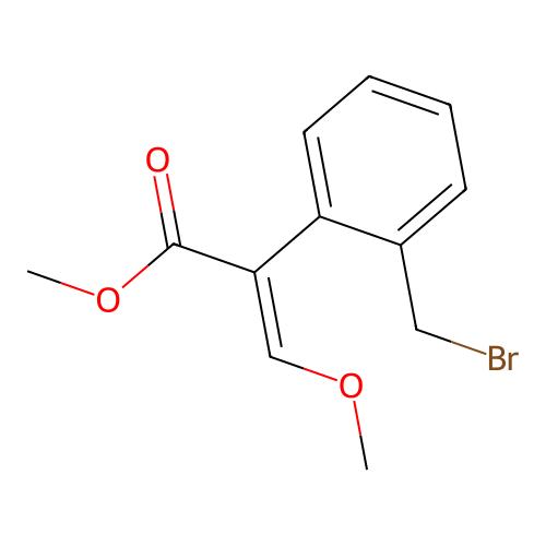 (E)-methyl 2-(2-(bromomethyl)phenyl)-3-methoxyacrylate structure
