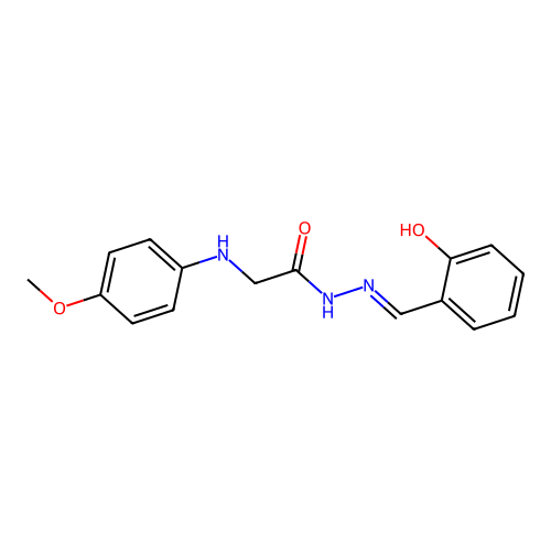 N-[(2-hydroxyphenyl)methylideneamino]-2-(4-methoxyanilino)acetamide structure